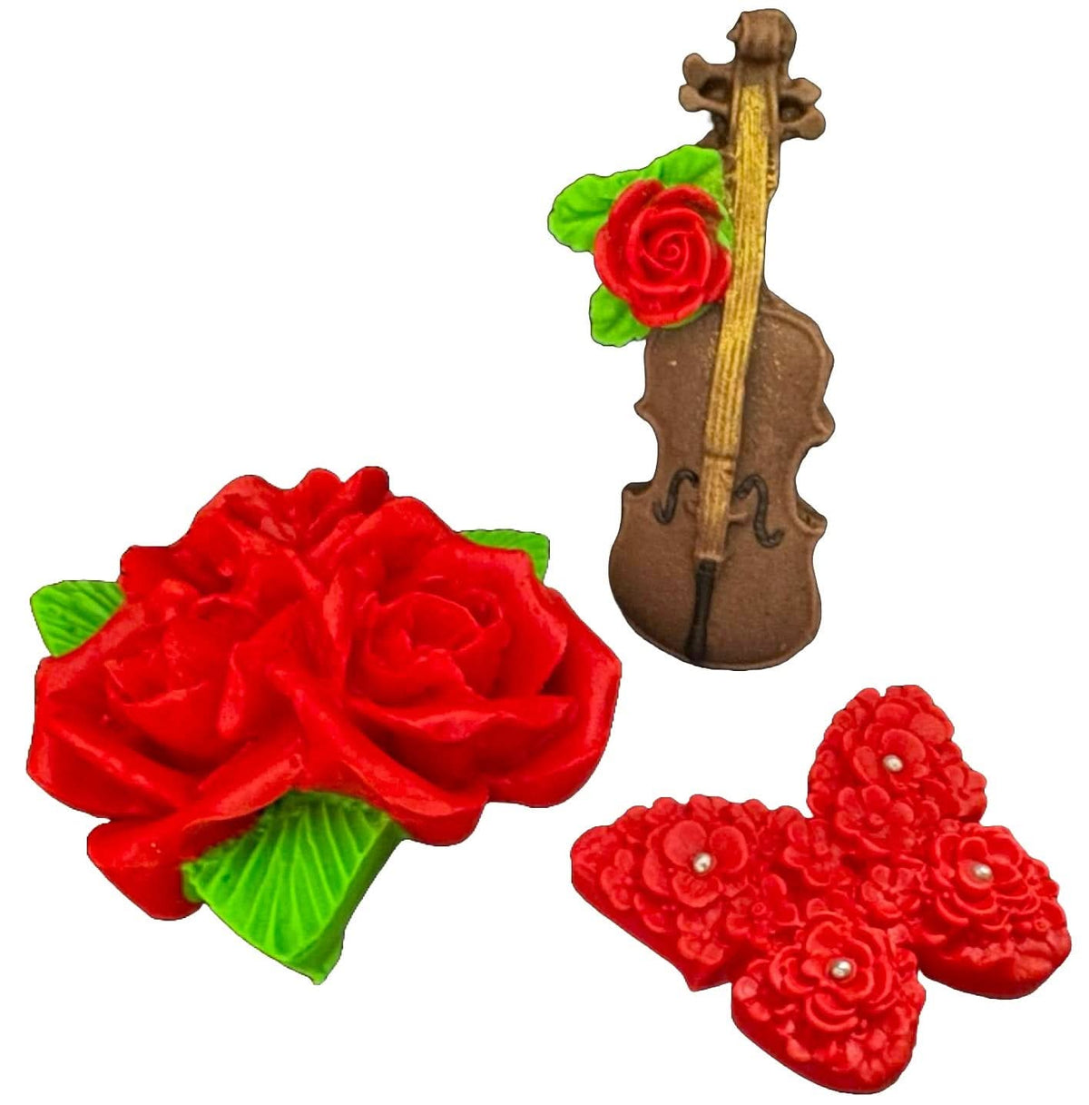 Lot de 3 décorations comestibles en sucre, Musique d'amour Décorations en Pâte à Sucre Nati Shop