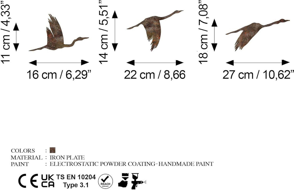 Ensemble d'accessoires muraux décoratifs en métal peint à la main (3 pièces) | Finition vieillie | Dimensions : 11x16cm, 14x22cm, 18x27cm | Art unique pour la décoration d'intérieur Statuettes et sculptures Naty Shop