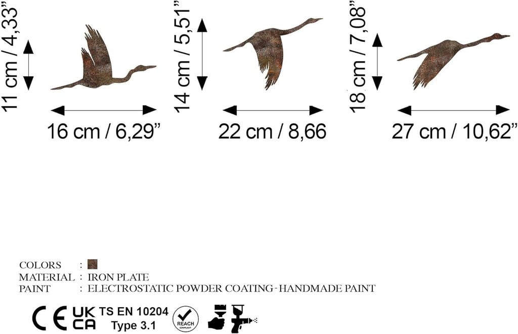 Set de accesorii decorative de perete din metal pictat manual (3 bucăți) | Finisaj Antiquation | Dimensiuni: 11x16cm, 14x22cm, 18x27cm | Artă unică pentru decorațiuni interioare Statuete si sculpturi Naty Shop