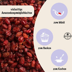 SIVIFOOD Barberries 200g - fruits de mûrier séchés de qualité alimentaire crue premium - épine-vinette végétalienne et naturelle faible en gras Zereshk épine-vinette Berberis fruits secs séchés barberries séchées Produits déshydratés Naty Shop