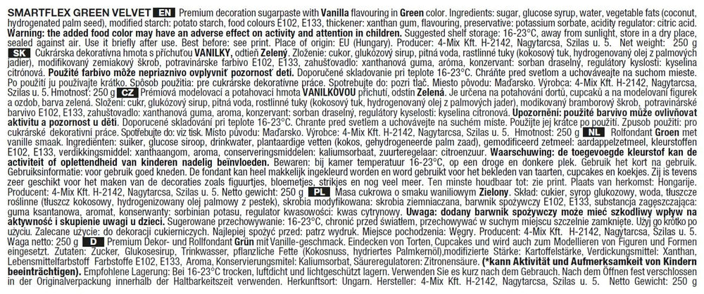 SmartFlex Fondant Green Velvet, 250 g (lot de 2) Pâte à sucre Naty Shop