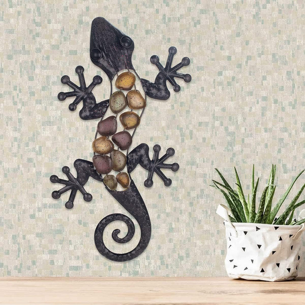 Applique murale en métal lézard tons terre 60 x 30 x 1,5 cm, colorée, standard Statuettes et sculptures Naty Shop