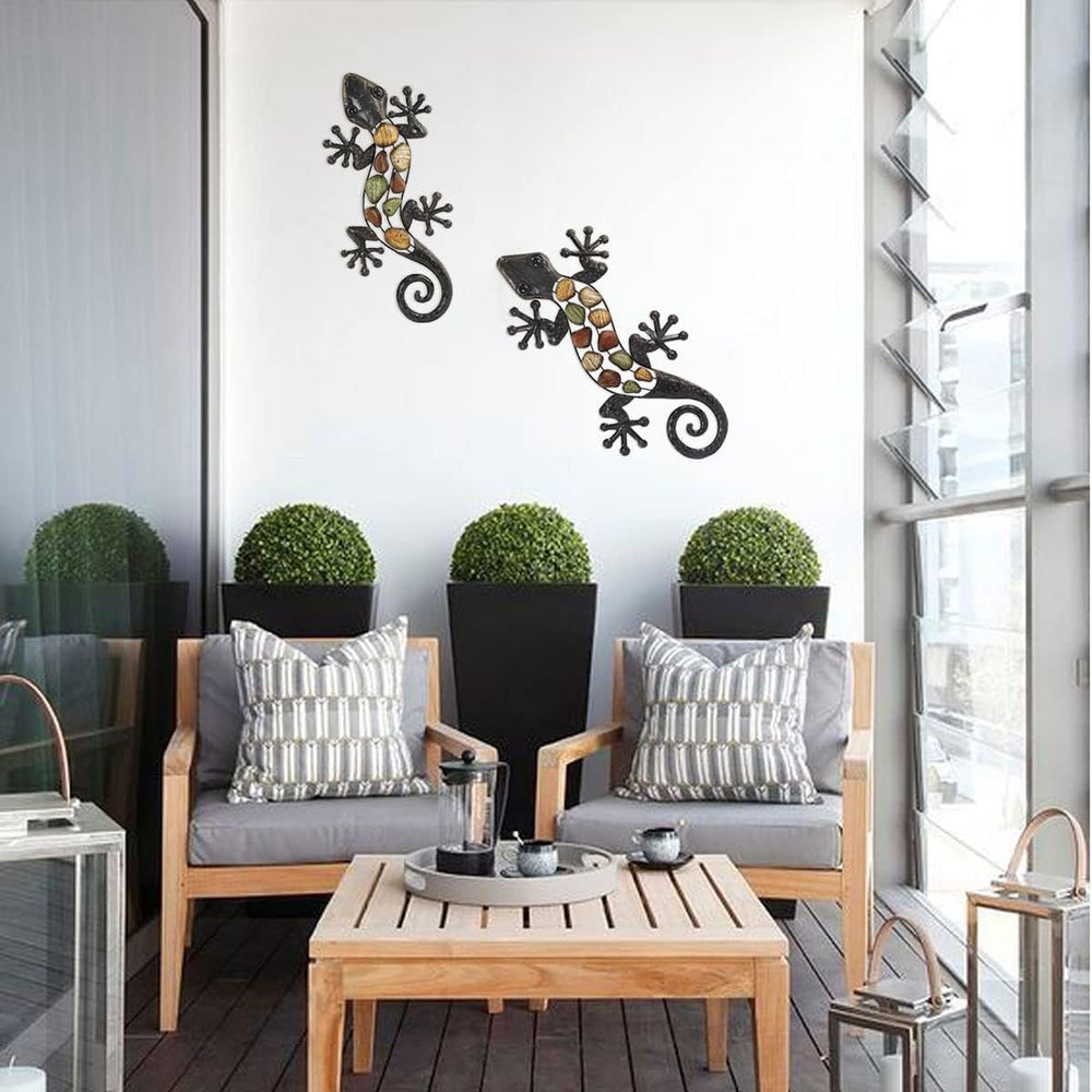 Applique murale en métal lézard tons terre 60 x 30 x 1,5 cm, colorée, standard Statuettes et sculptures Naty Shop