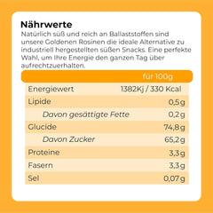 Raisins dorés | Raisins secs dorés 1 kg | Sans sucre | Gros raisins dorés | Sans OGM | Originaire d'Afrique du Sud | Riche en fibres | Produits déshydratés Naty Shop