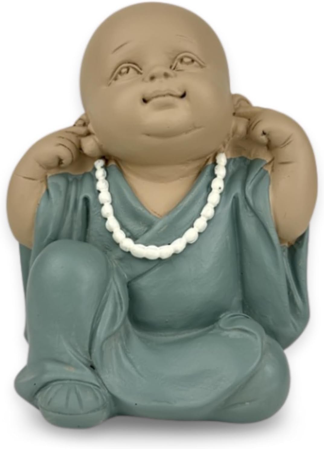 Statue 3 Bouddhas rieurs - Ne rien voir - Ne rien entendre - Ne rien dire - Bébé Bouddha Ensemble symbolique - Ambiance paisible et joyeuse - Déco zen - H 18 cm - Zen'Light Statuettes et sculptures Naty Shop Vert Beige H 10,5