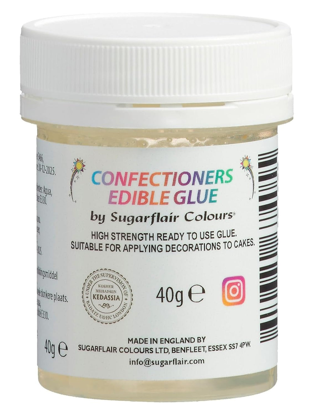 Sugarflair Confectioners Glue Colle Comestible - colle comestible pour décorer gâteaux, massepain, fondants, biscuits, cupcakes et biscuits - 40ml Sugarpaste Naty Shop Default Title