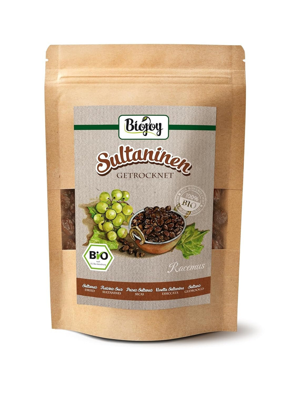 Biojoy raisins secs (500 g), séchés et non sulfurés Naty Shop produits déshydratés 250 G