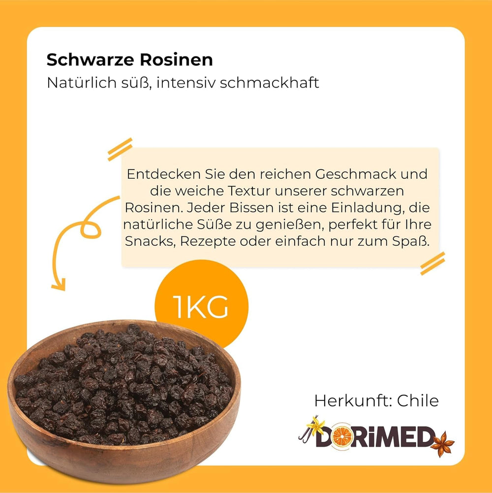 Sultanes noires violettes 1 kg | Raisins secs | Sans graines et sans sucre | produits sans génie génétique | Convient aux végétariens et végétaliens | Idéal à combiner avec les produits déshydratés au chocolat Naty Shop