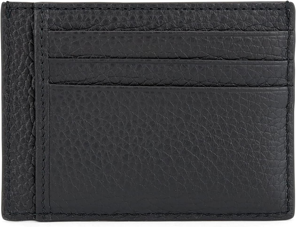 Suport de card BOSS Crosstown S card N pentru bărbați din piele italiană cu logo argintiu Portofel Barbati Naty Shop