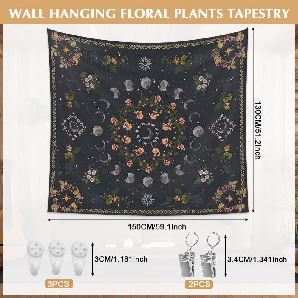 Tapiserie 130 130mx150m moon phases panza flori Casa - Accesorii si Decoratiuni Naty Shop
