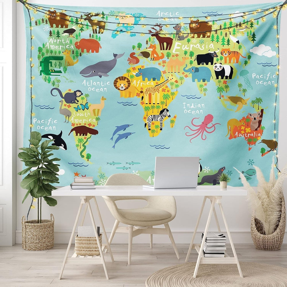 Tapiserie abakuhaus wanderlust harta animala lumii desene Casa - Accesorii si Decoratiuni Naty Shop