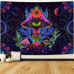 Tapisserie alishomtll champignon fluorescent lumière noire mandala Accueil - Accessoires et Décorations Naty Shop