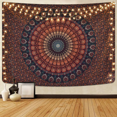 Tapisserie alishomtll bohème mandala toile sable Accueil - Accessoires et Décorations Naty Shop Mandala paon 235L X 180B Cm