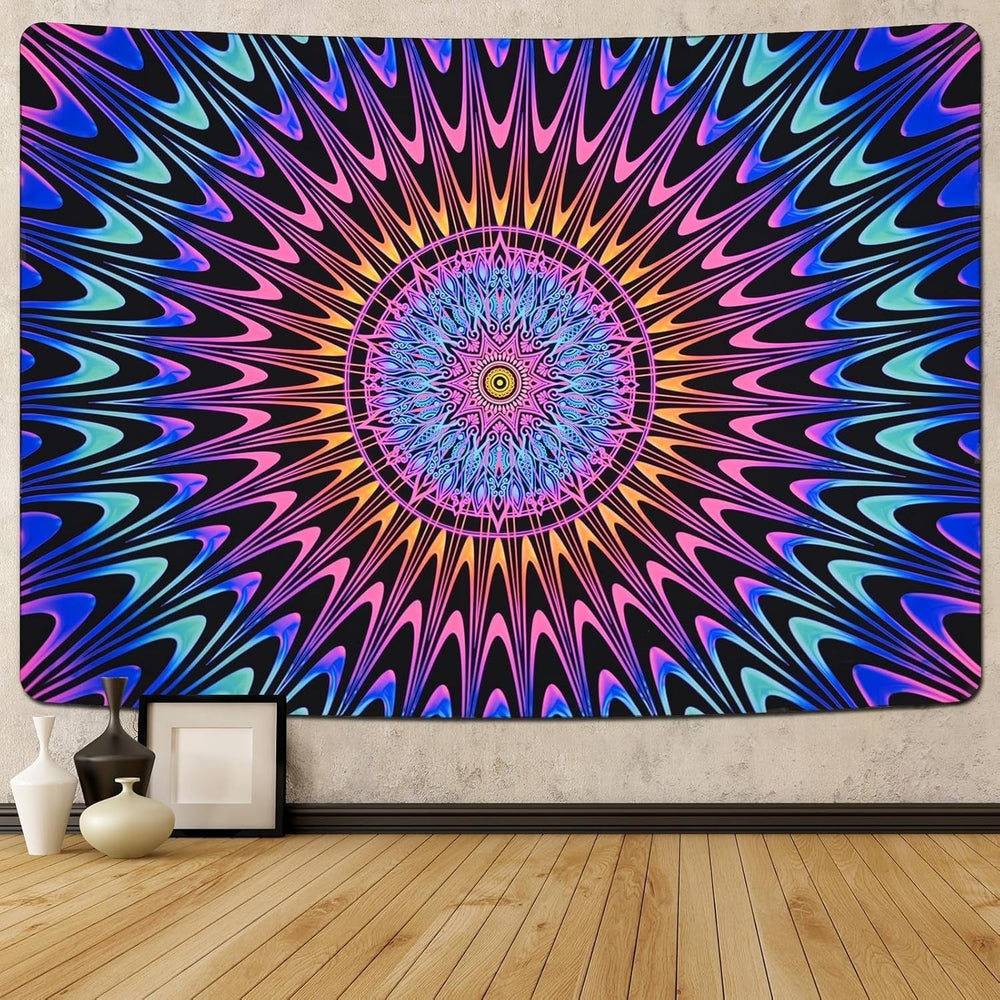 Tapisserie alishomtll mandala coloré black light art Accueil - Accessoires et Décorations Naty Shop
