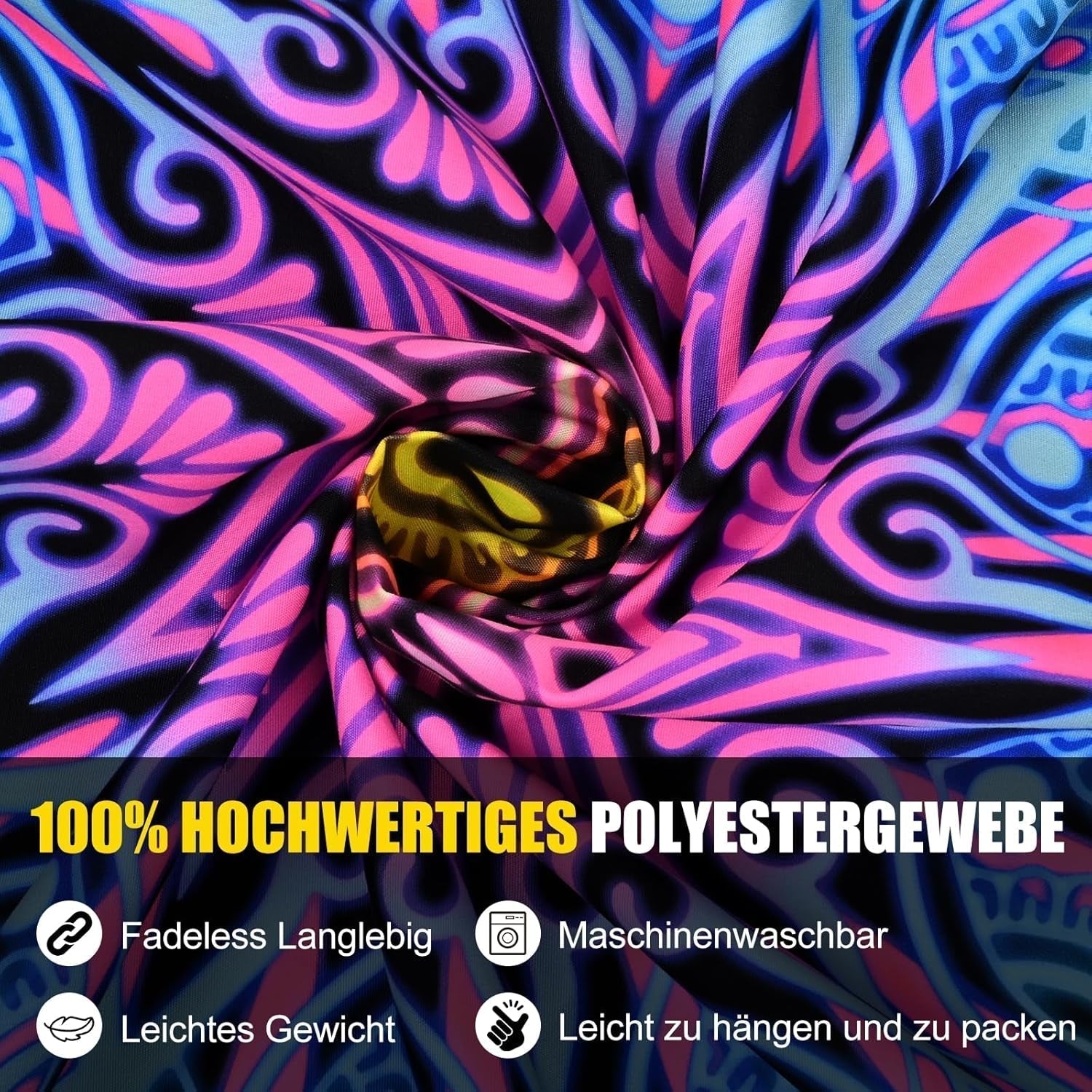 Tapisserie alishomtll mandala coloré black light art Accueil - Accessoires et Décorations Naty Shop