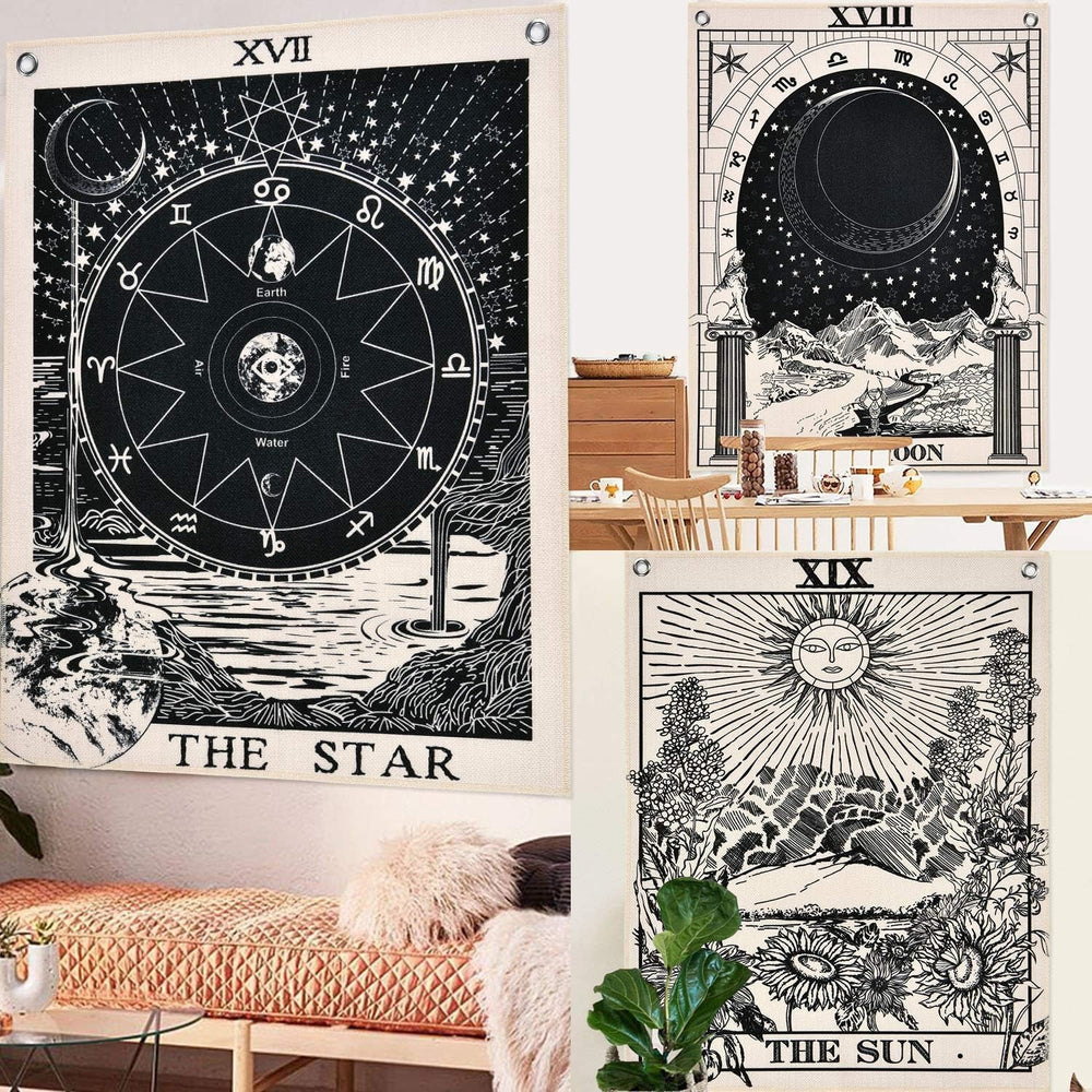 Tapisserie alishomtll jeu de tarot soleil lune étoiles Maison - Accessoires et Décorations Naty Shop