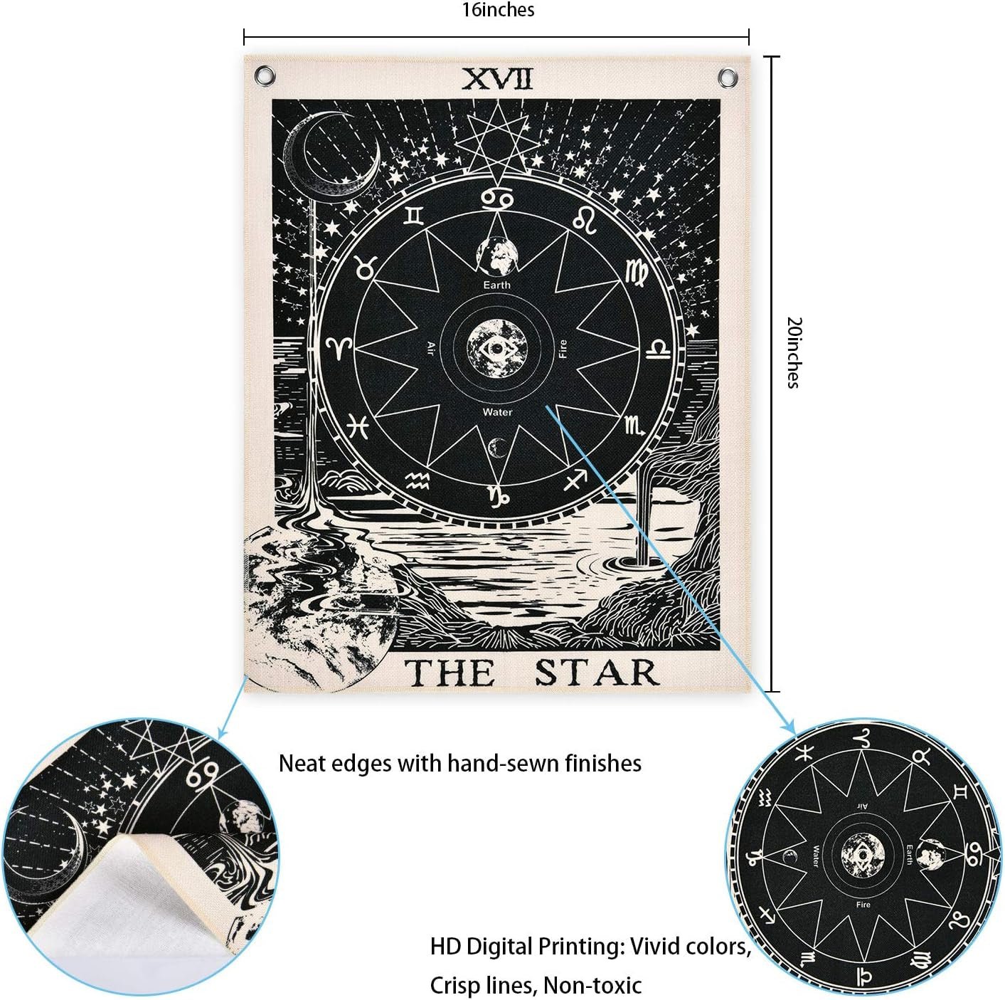 Tapisserie alishomtll jeu de tarot soleil lune étoiles Maison - Accessoires et Décorations Naty Shop