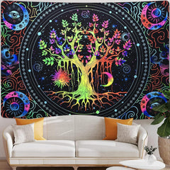 Tapisserie alishomtll arbre vie fluorescent soleil et lune Accueil - Accessoires et Décorations Naty Shop