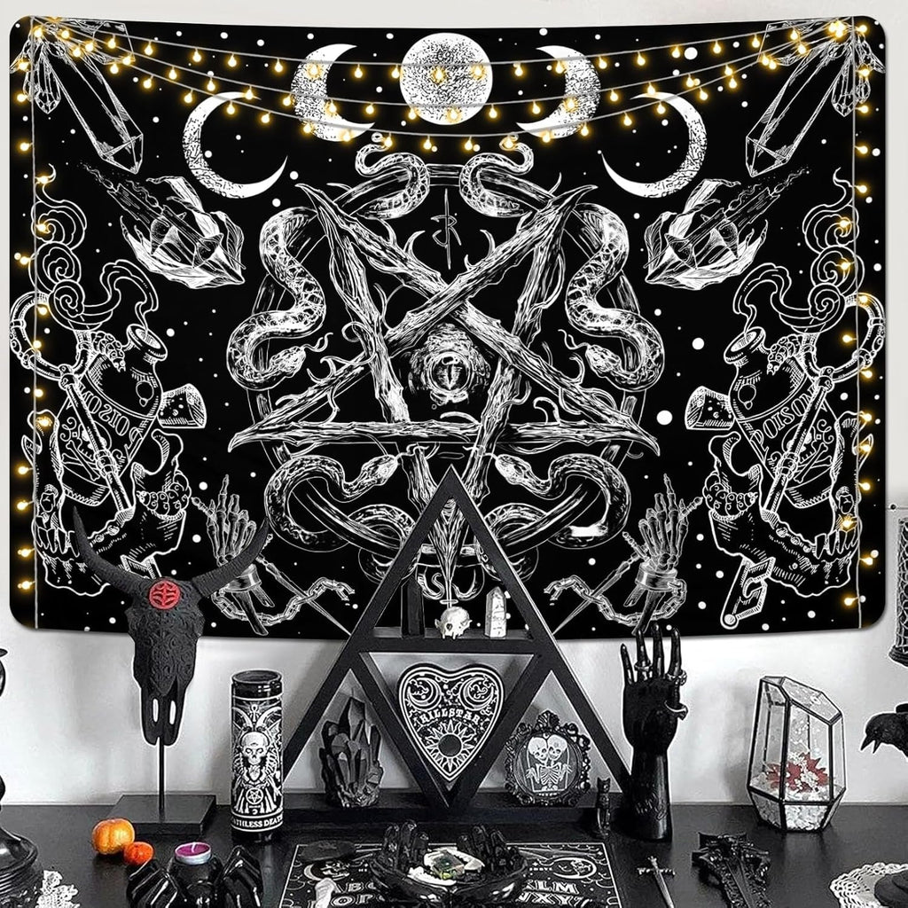 Tapiserie alishomtll witchy snake estetic gothic pentagram wall Casa - Accesorii si Decoratiuni Naty Shop