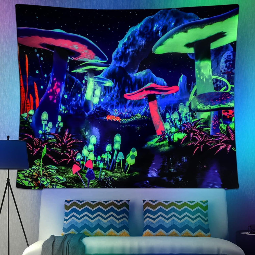 Tapisserie dremisland blacklight champignon psychédélique réactif galaxie mur Maison - Accessoires et Décorations Naty Shop
