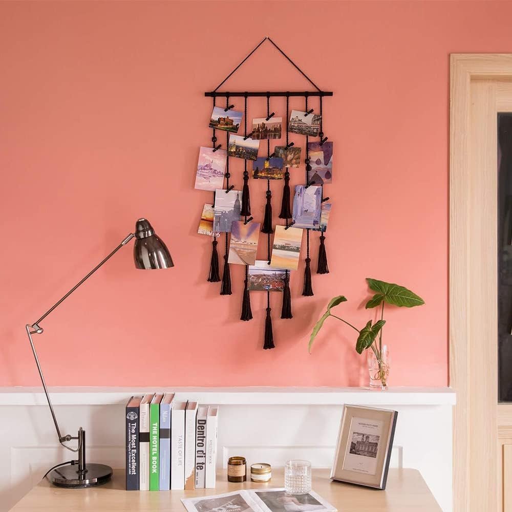 Tapisserie photo corde photo clips bois crochets Accueil - Accessoires et Décorations Naty Shop