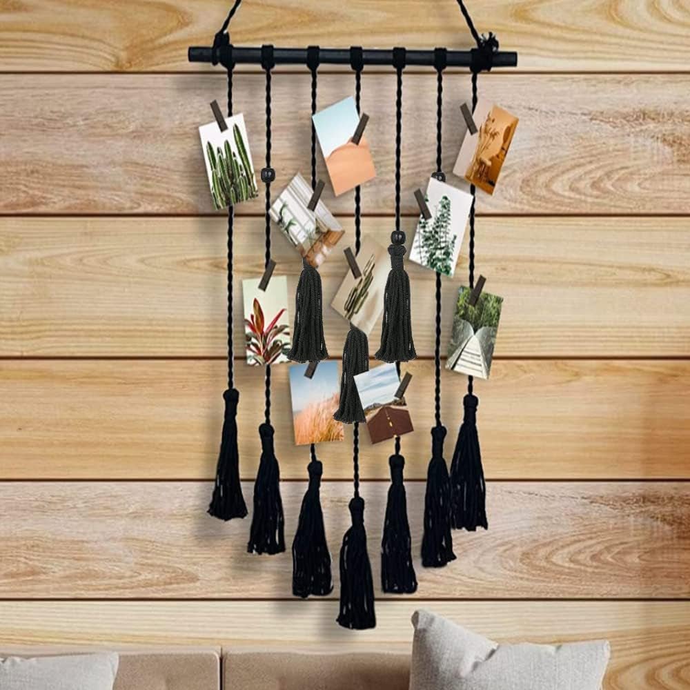 Tapisserie photo corde photo clips bois crochets Accueil - Accessoires et Décorations Naty Shop