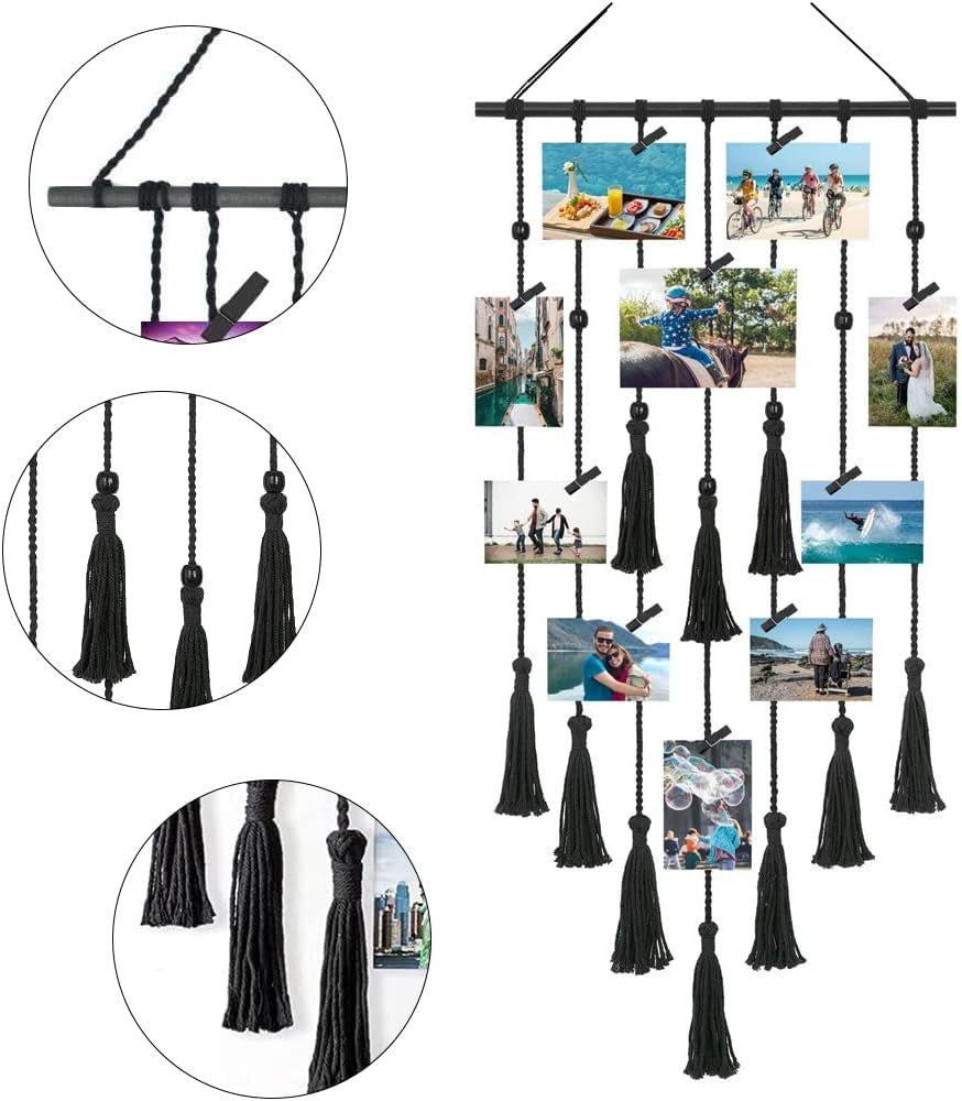 Tapisserie photo corde photo clips bois crochets Accueil - Accessoires et Décorations Naty Shop