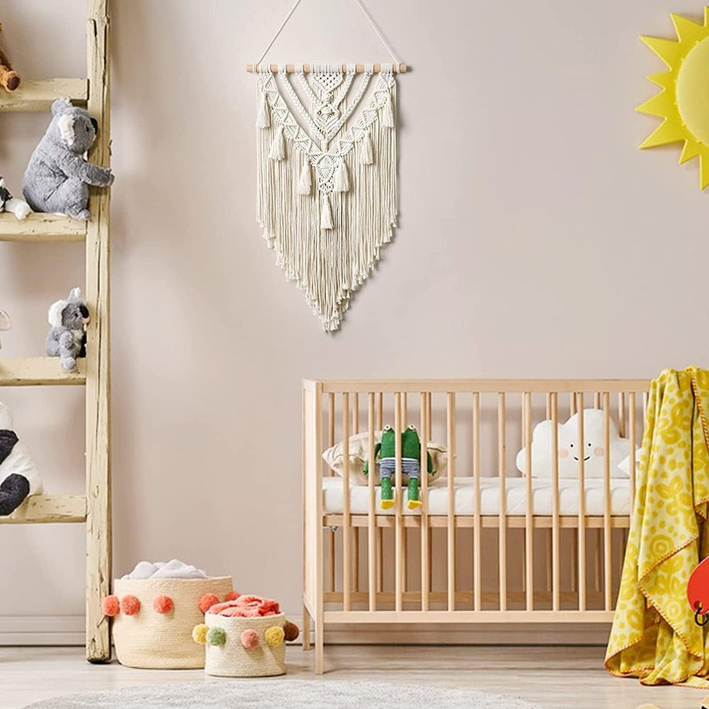 Tapisserie géométrique tissée en coton beige art Accueil - Accessoires et Décorations Naty Shop