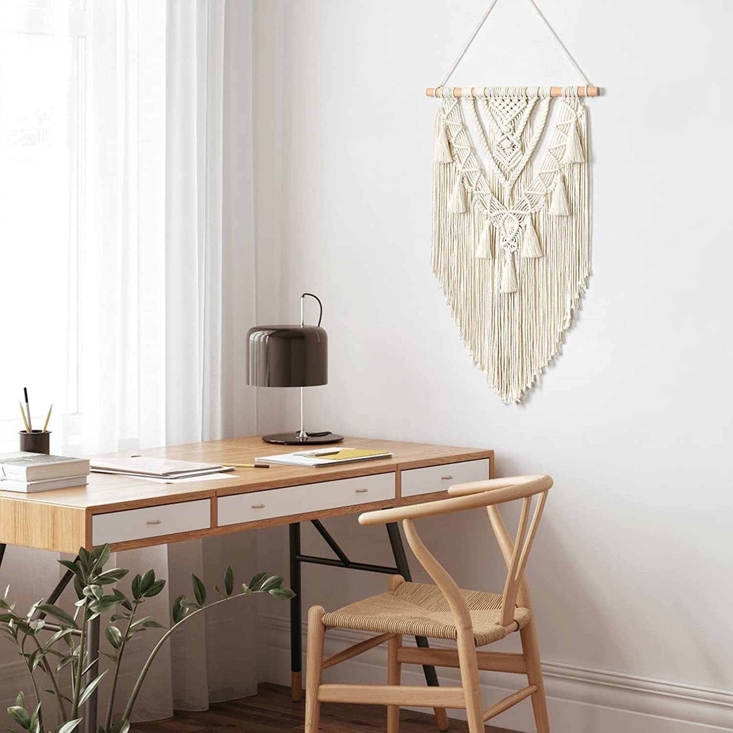 Tapisserie géométrique tissée en coton beige art Accueil - Accessoires et Décorations Naty Shop