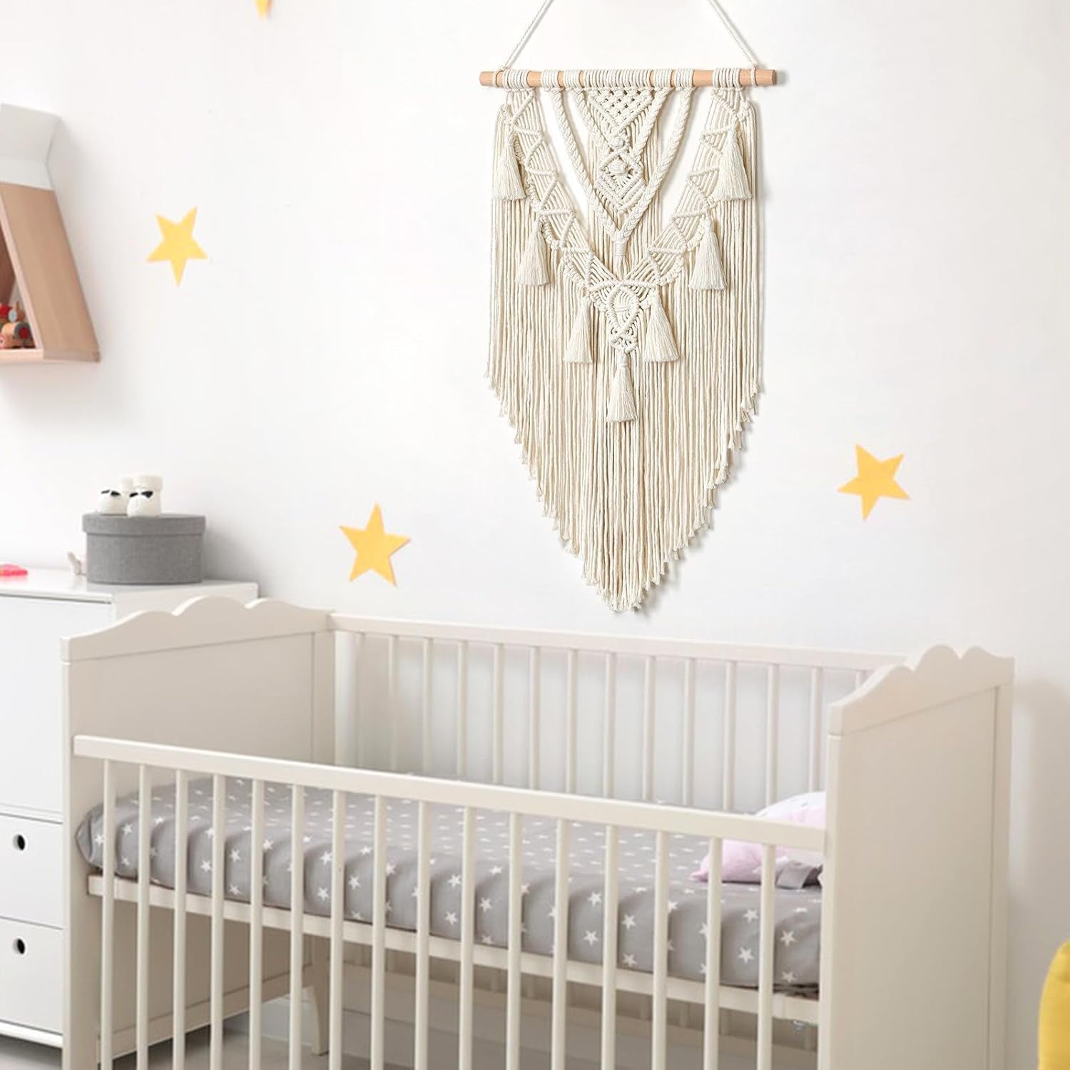 Tapisserie géométrique tissée en coton beige art Accueil - Accessoires et Décorations Naty Shop