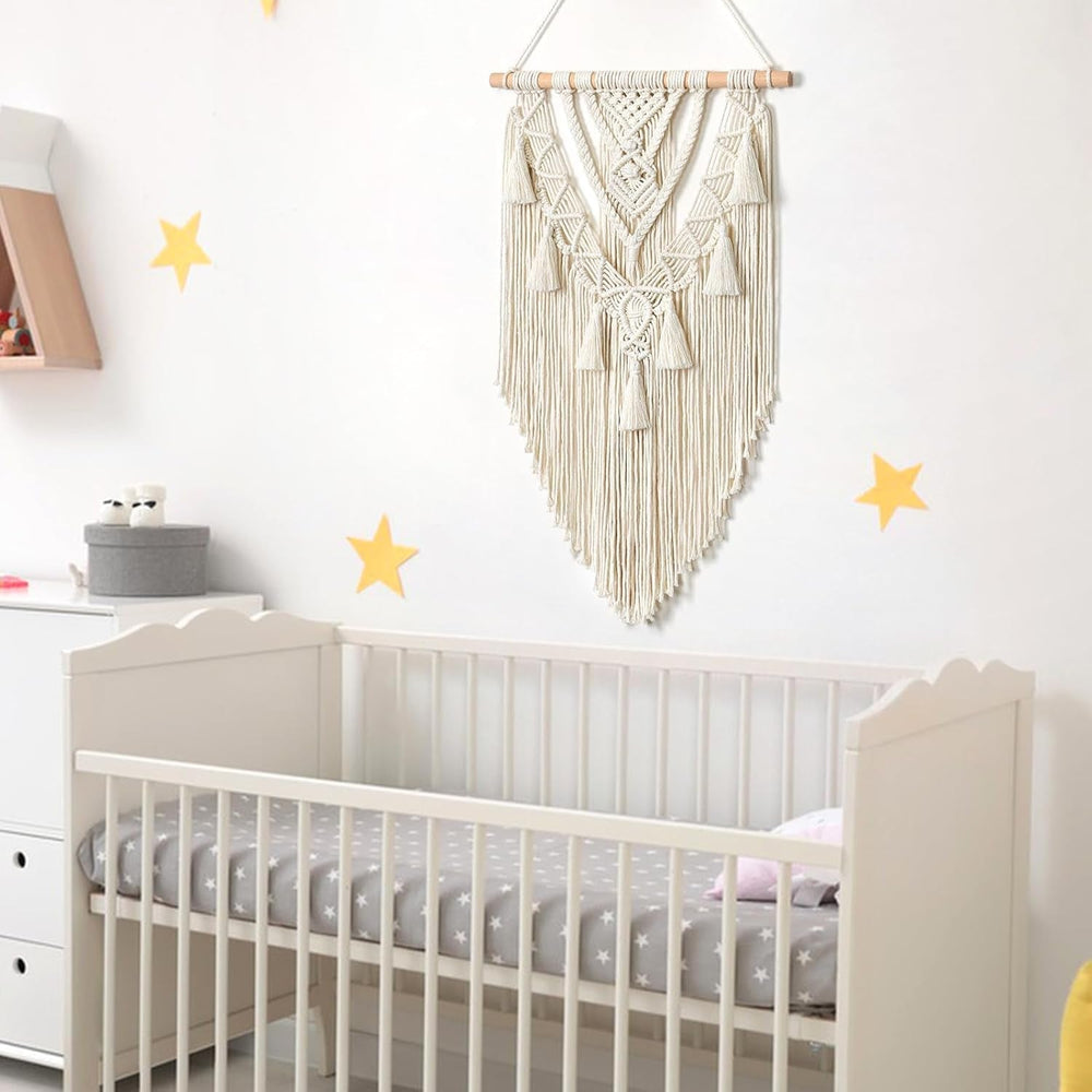 Tapisserie géométrique tissée en coton beige art Accueil - Accessoires et Décorations Naty Shop