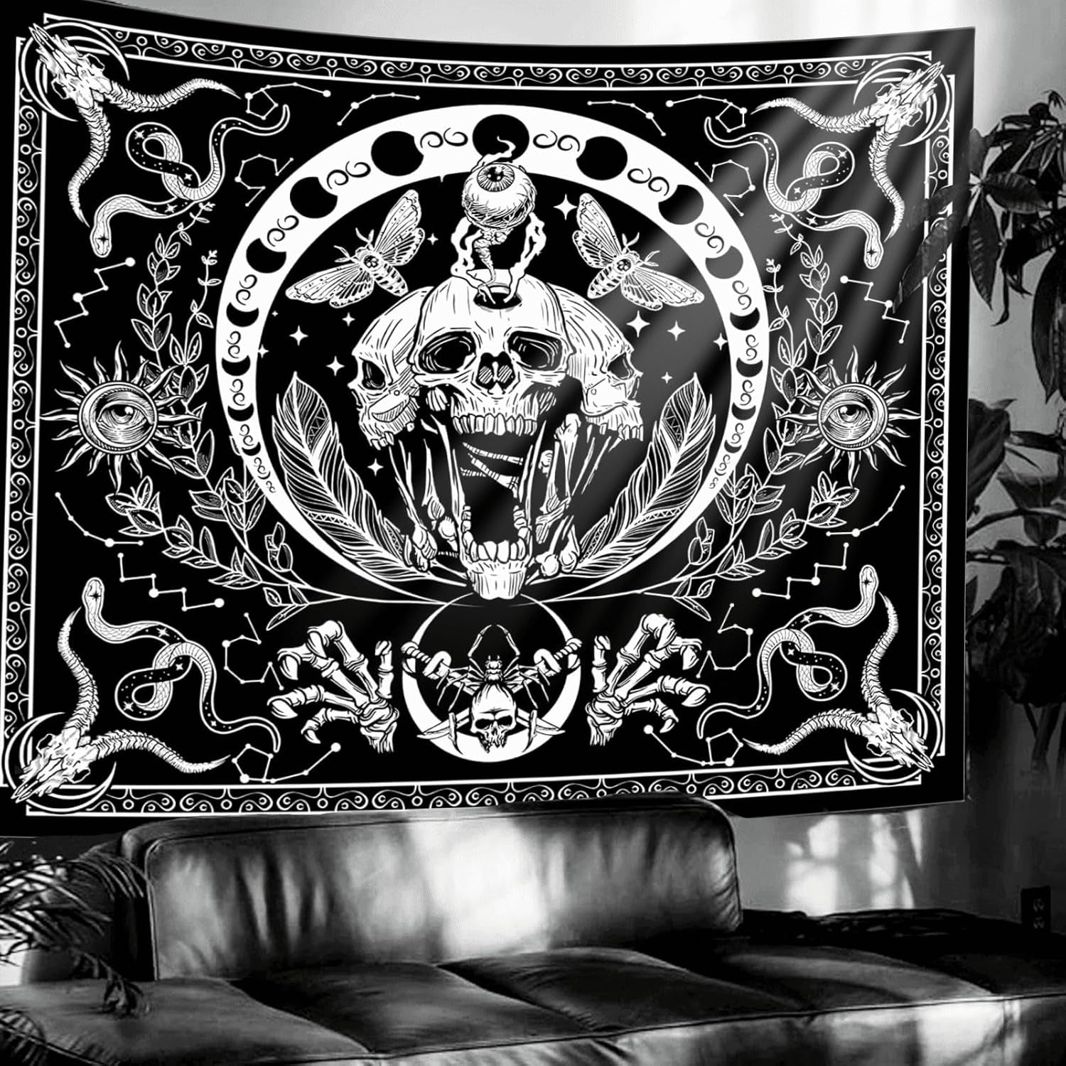 Tapisserie gothique halloween bannière noir blanc Accueil - Accessoires et Décorations Naty Shop Default Title