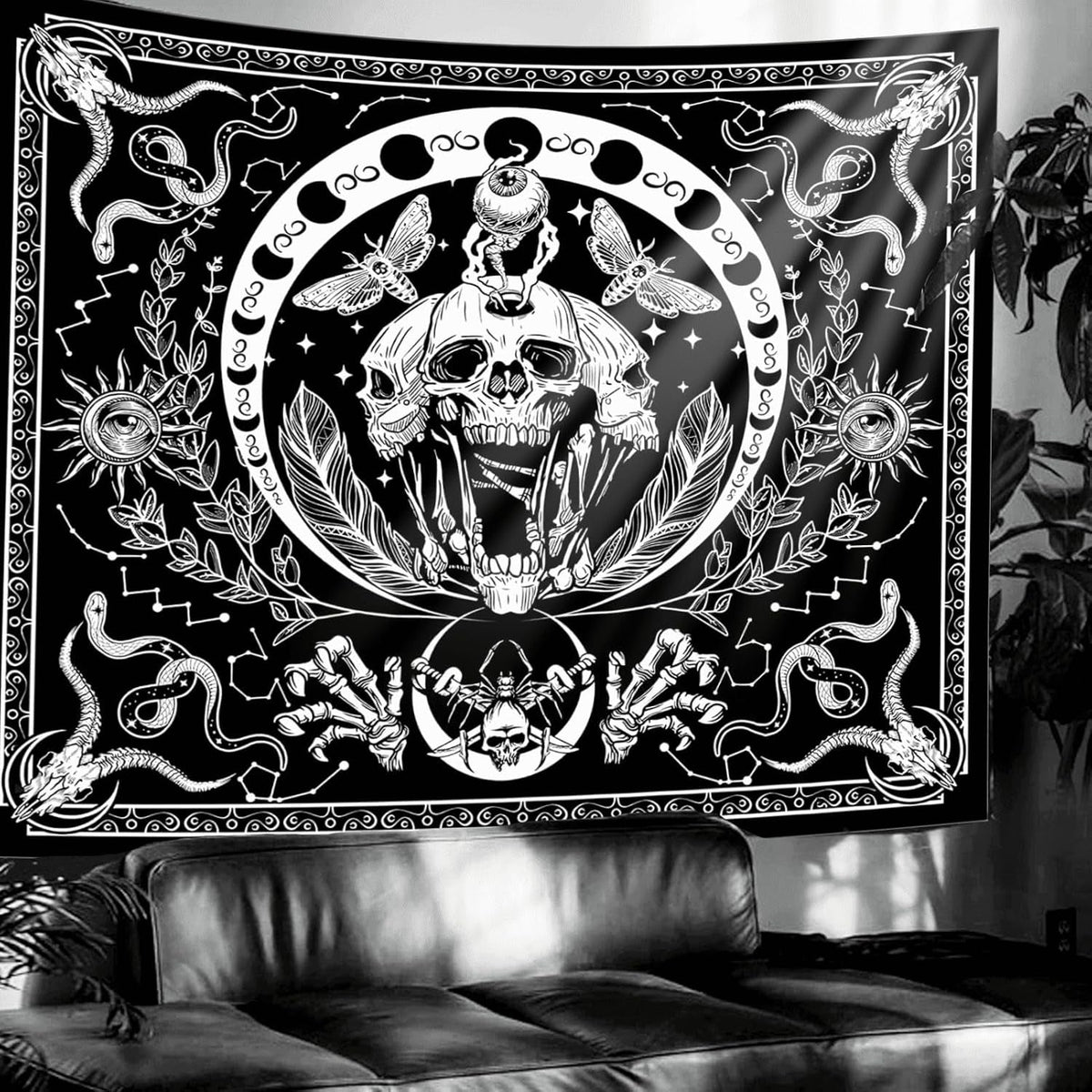 Tapisserie gothique halloween bannière noir blanc Accueil - Accessoires et Décorations Naty Shop Default Title