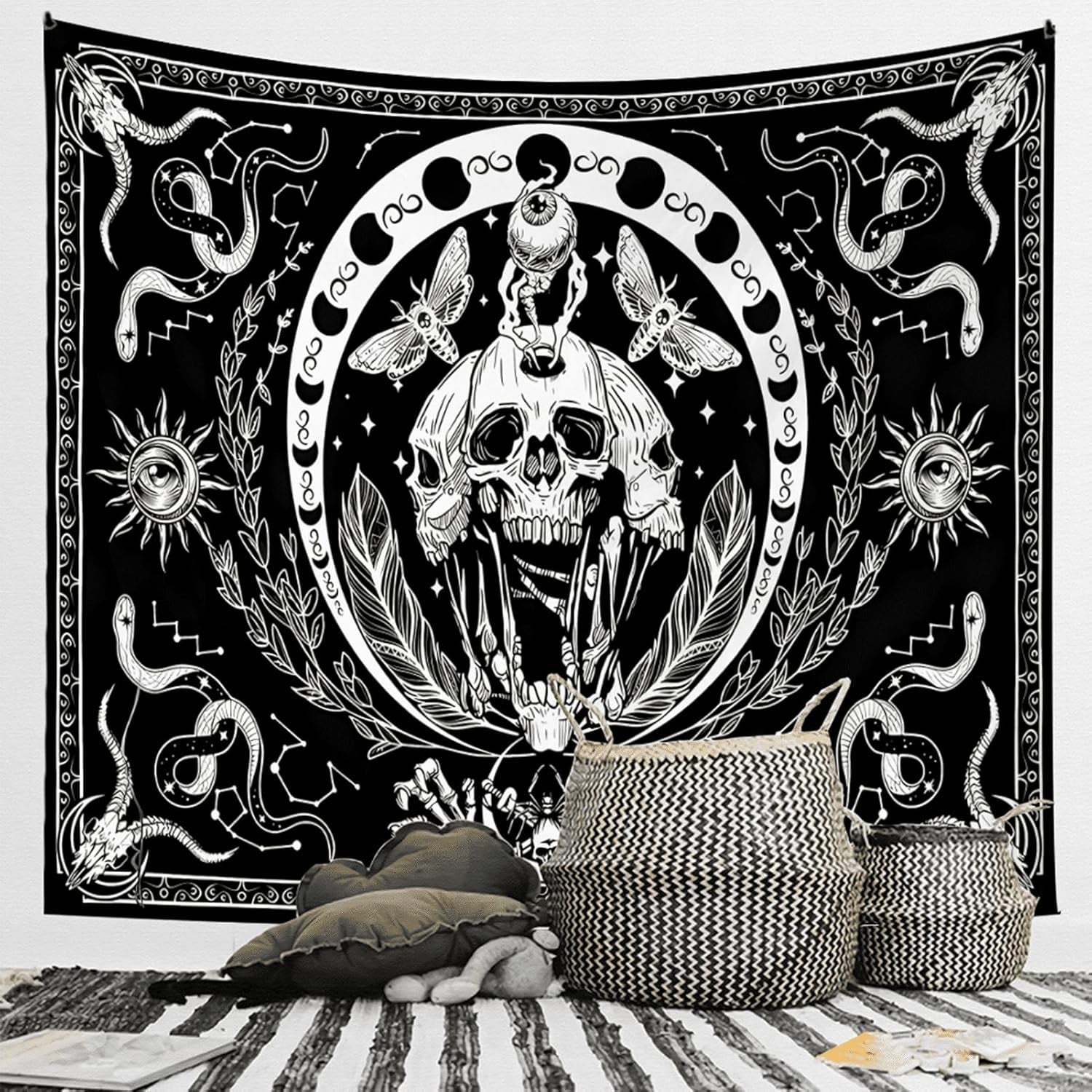 Tapisserie gothique halloween bannière noir blanc Accueil - Accessoires et Décoration Naty Shop