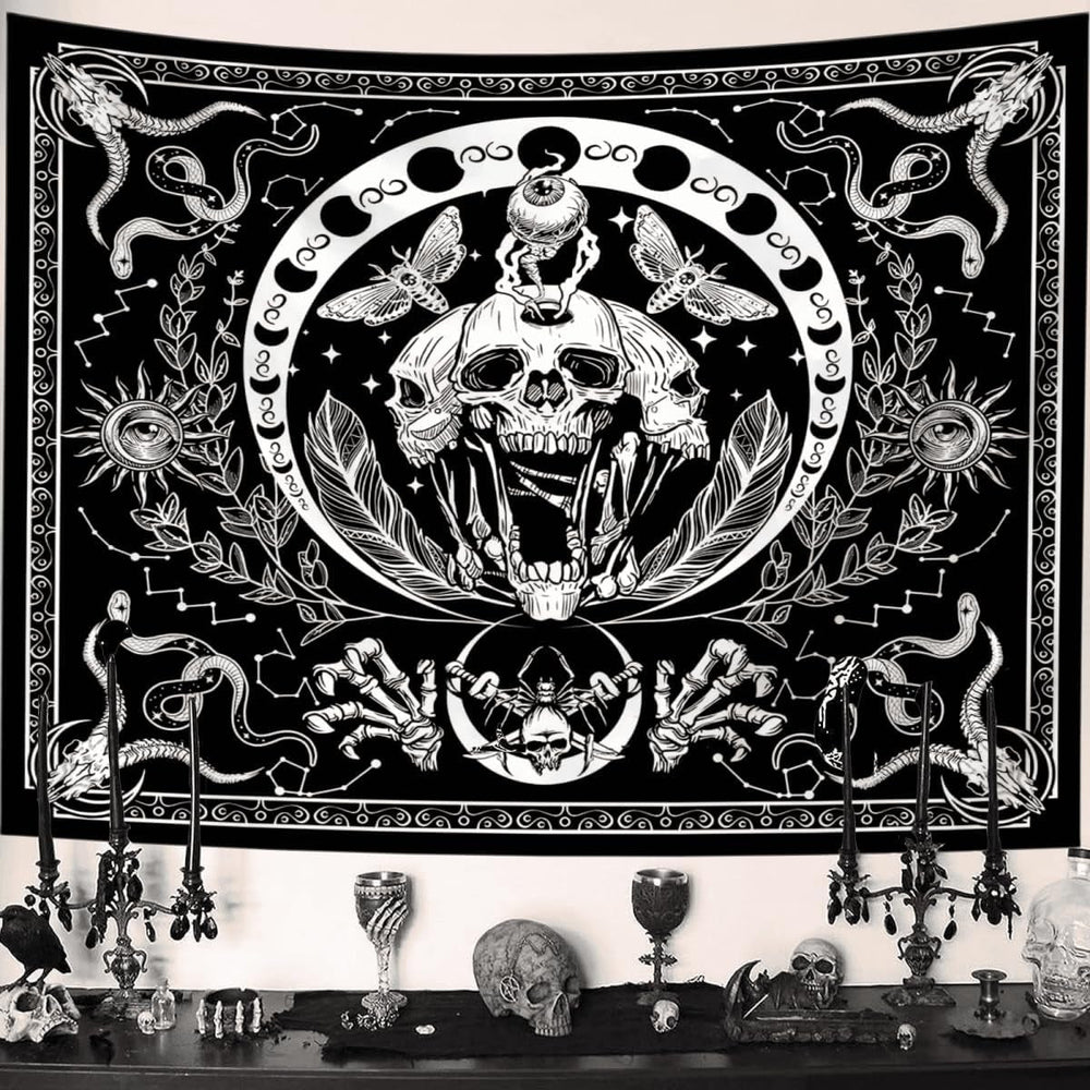 Tapisserie gothique halloween bannière noir blanc Accueil - Accessoires et Décoration Naty Shop