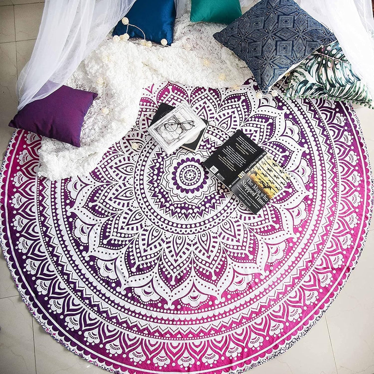 Serviette de plage tapisserie Inde ronde mandala hippie grande Maison - Accessoires et Décorations Naty Shop Default Title