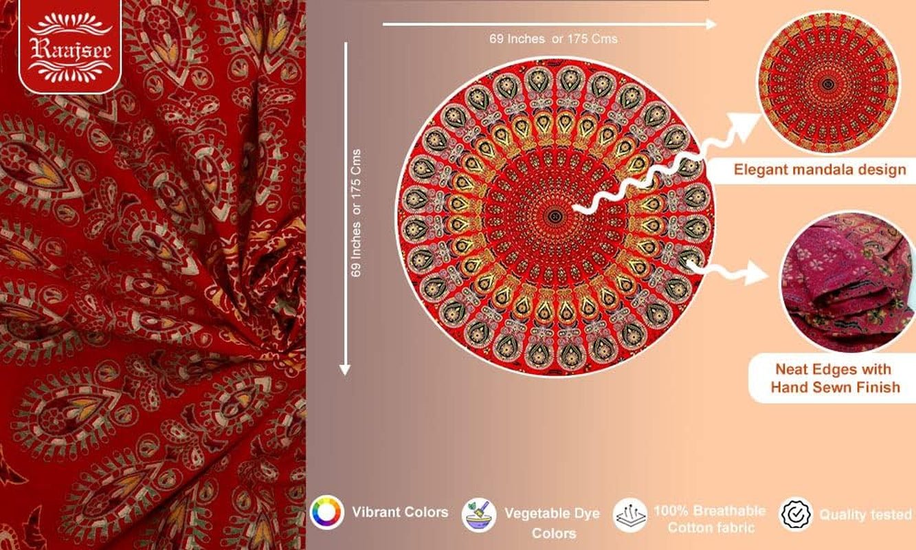 Serviette de plage tapisserie Inde ronde mandala hippie grande Maison Indienne - Accessoires et Décorations Naty Shop
