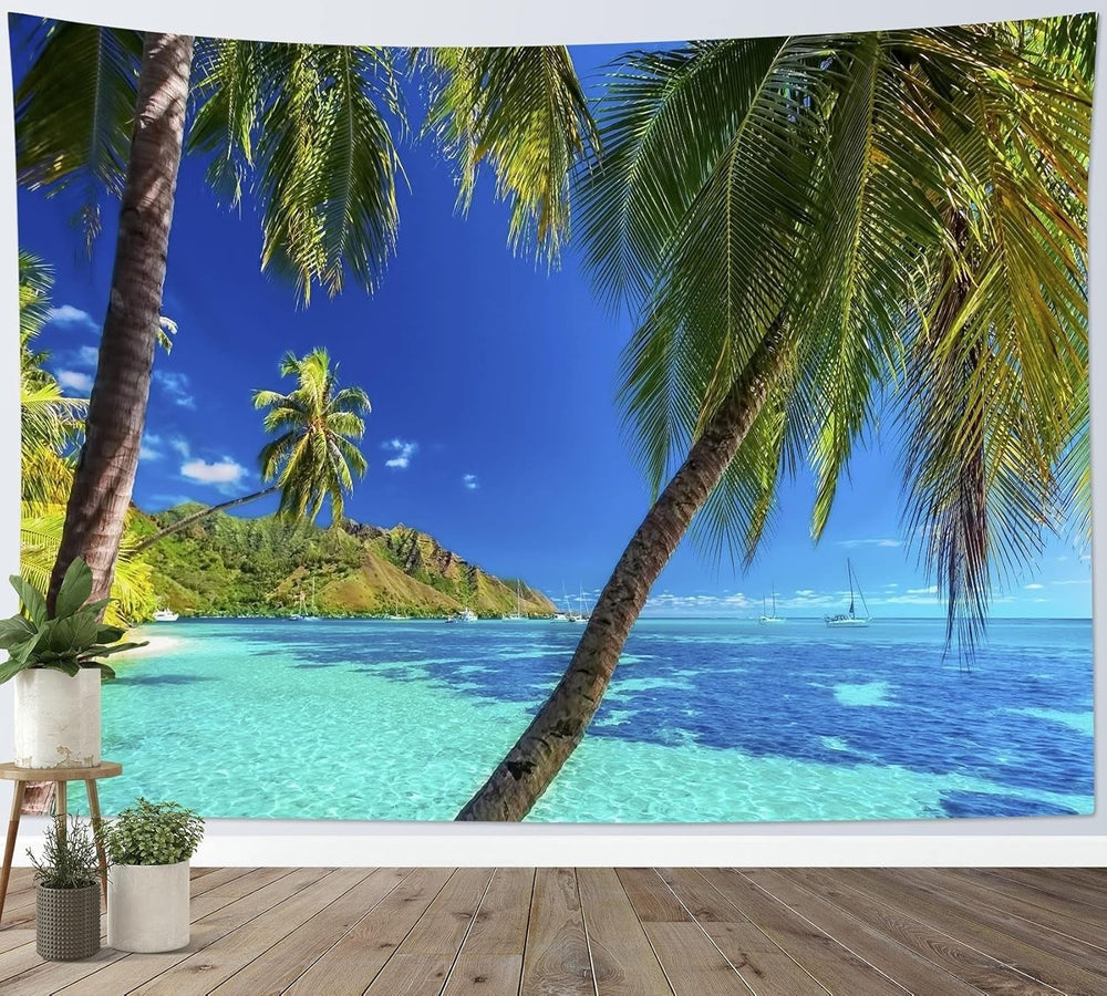 Tapisserie japonaise toile fleurs de cerisier rouge soleil mur Maison - Accessoires et Décorations Naty Shop Multi 05 150L X 100B Cm