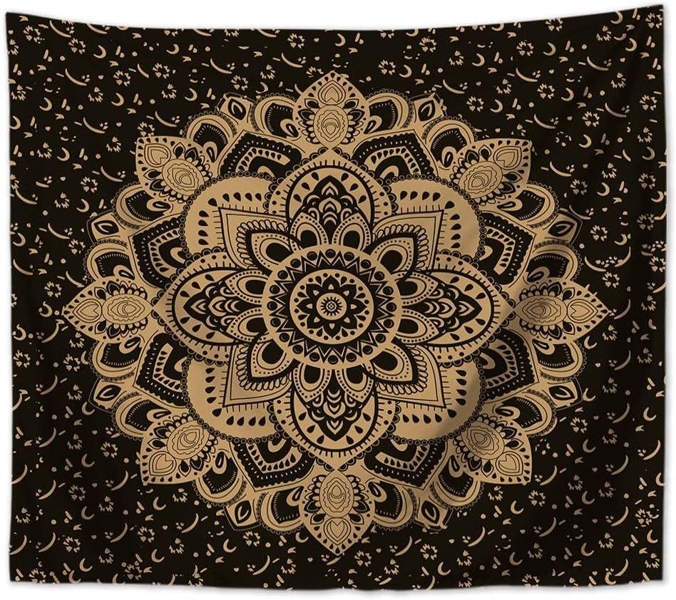 Tapisserie mandala indien Majami toile polyester noir doré Accueil - Accessoires et Décorations Naty Shop Default Title