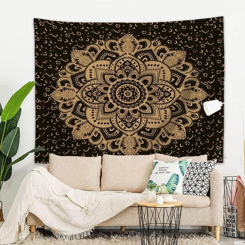 Tapisserie mandala indien Majami toile polyester noir doré Accueil - Accessoires et Décorations Naty Shop