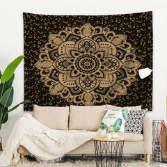 Tapisserie mandala indien Majami toile polyester noir doré Accueil - Accessoires et Décorations Naty Shop