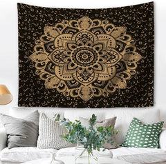 Tapisserie mandala indien Majami toile polyester noir doré Accueil - Accessoires et Décorations Naty Shop