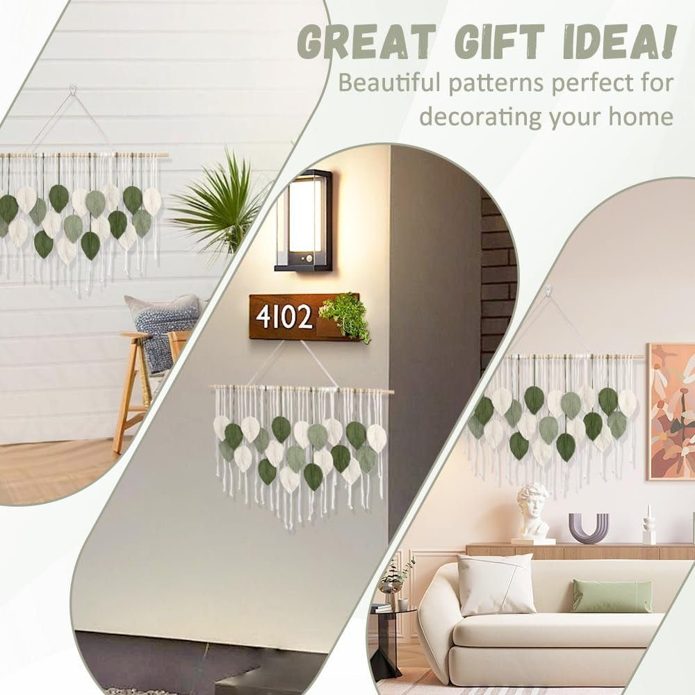 Grande tapisserie d'art tissée à la main en forme de feuille de pompon Accueil - Accessoires et Décorations Naty Shop