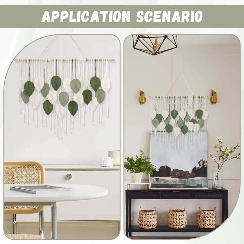 Grande tapisserie d'art tissée à la main en forme de feuille de pompon Accueil - Accessoires et Décorations Naty Shop