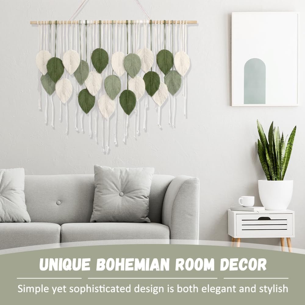 Grande tapisserie d'art tissée à la main en forme de feuille de pompon Accueil - Accessoires et Décorations Naty Shop