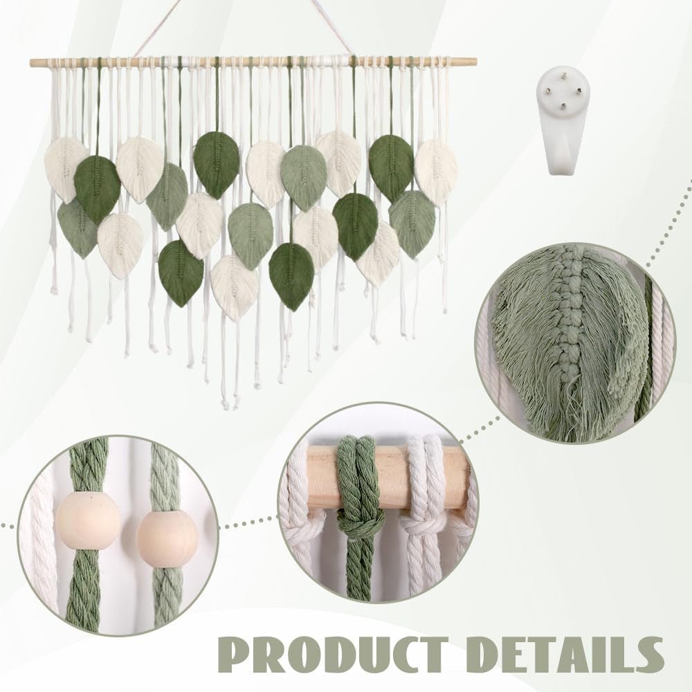 Grande tapisserie d'art tissée à la main en forme de feuille de pompon Accueil - Accessoires et Décorations Naty Shop