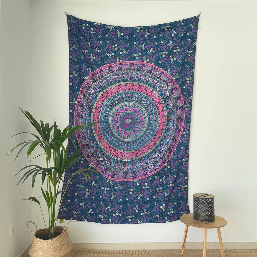 Tapiserie momomus mandala bumbac colorat desene orientale Casa - Accesorii si Decoratiuni Naty Shop Violet A 135L X 210B Cm