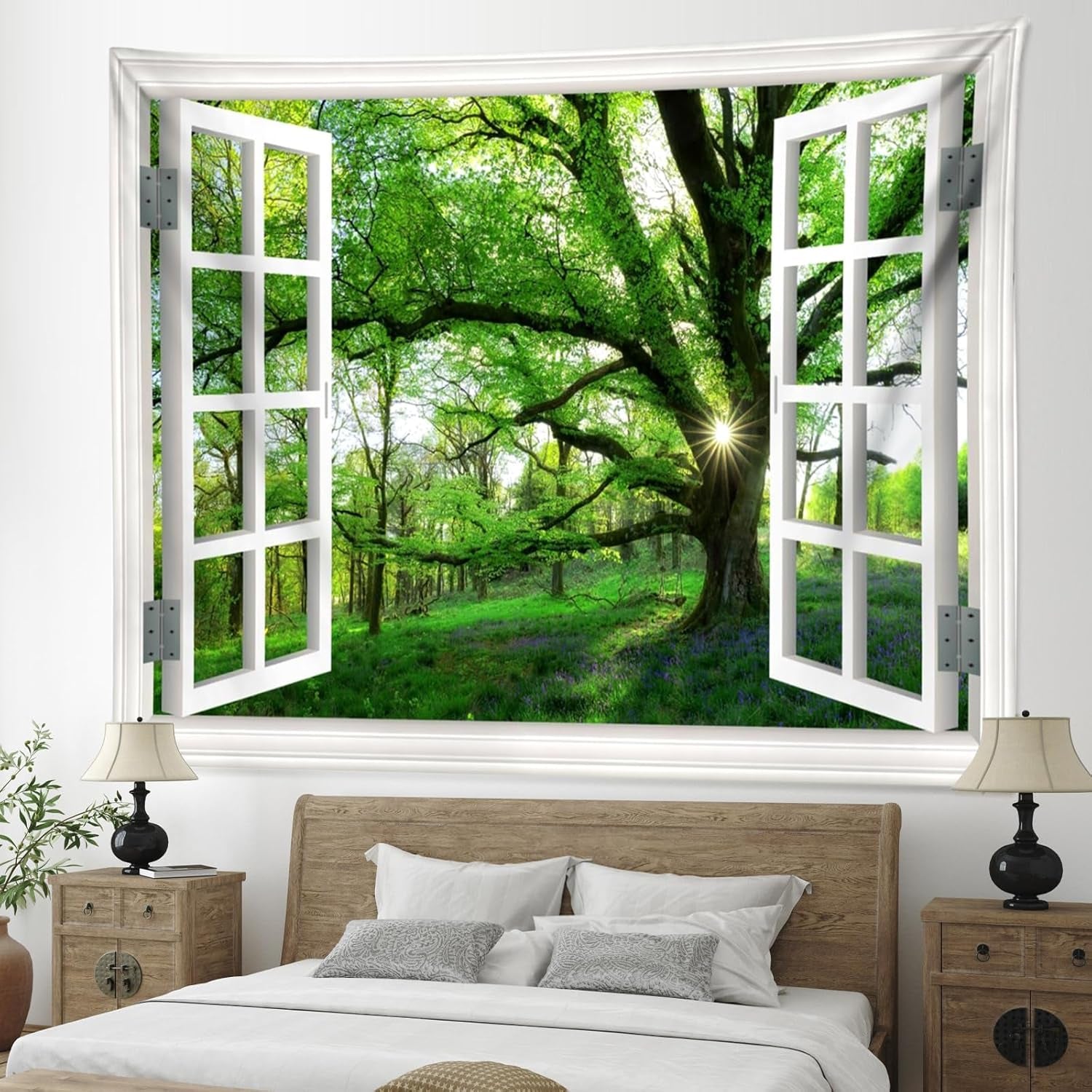 Tapisserie paysage jungle xxl forêt toile fenêtre Maison - Accessoires et Décorations Naty Shop