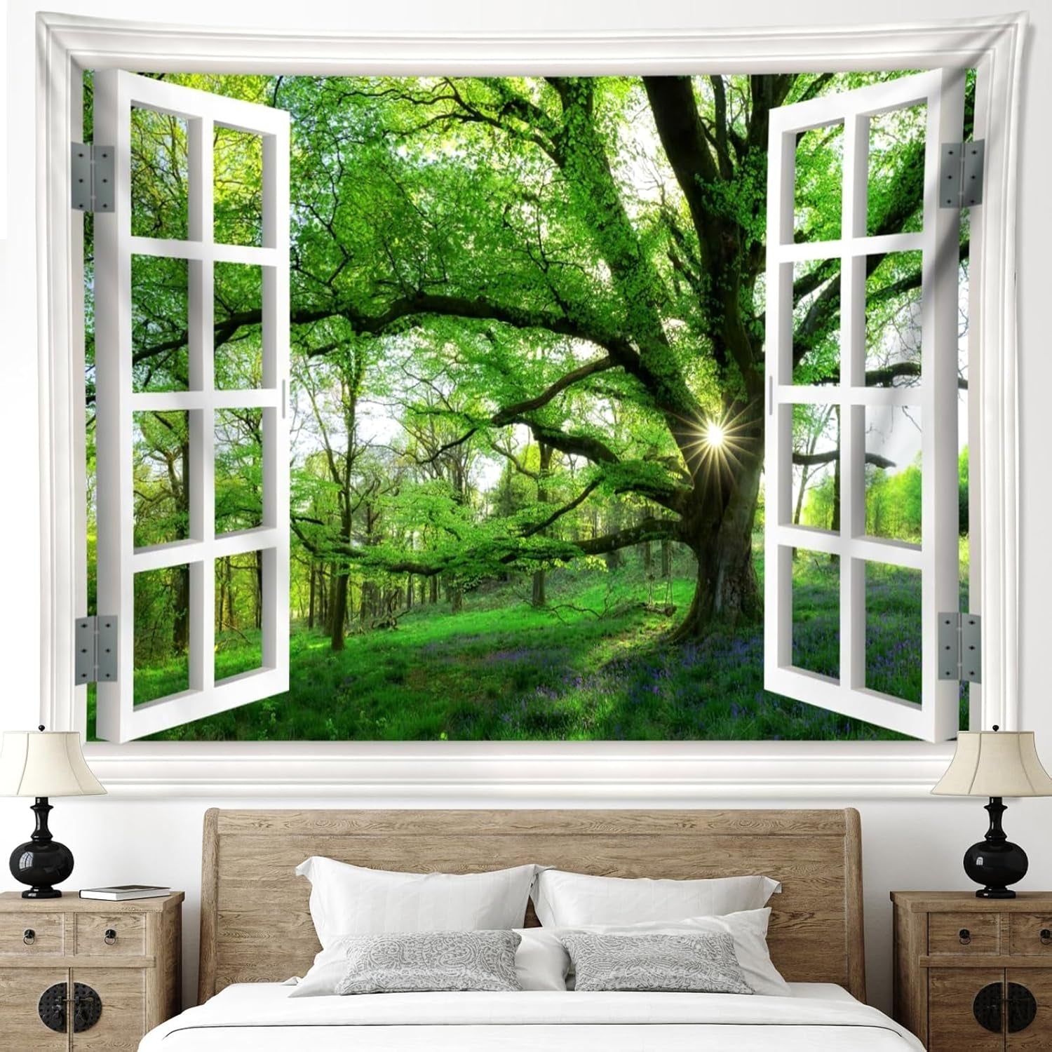 Tapisserie paysage jungle xxl forêt toile fenêtre Maison - Accessoires et Décorations Naty Shop