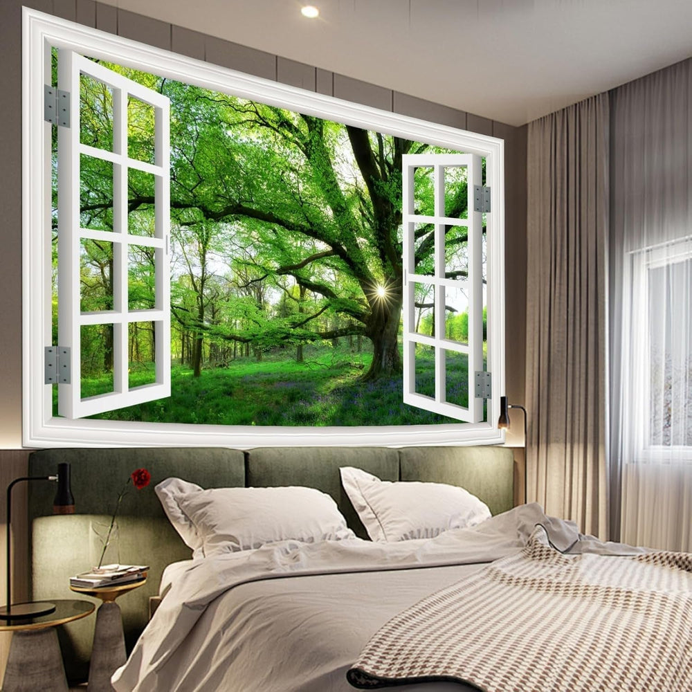 Tapisserie paysage jungle xxl forêt toile fenêtre Maison - Accessoires et Décorations Naty Shop
